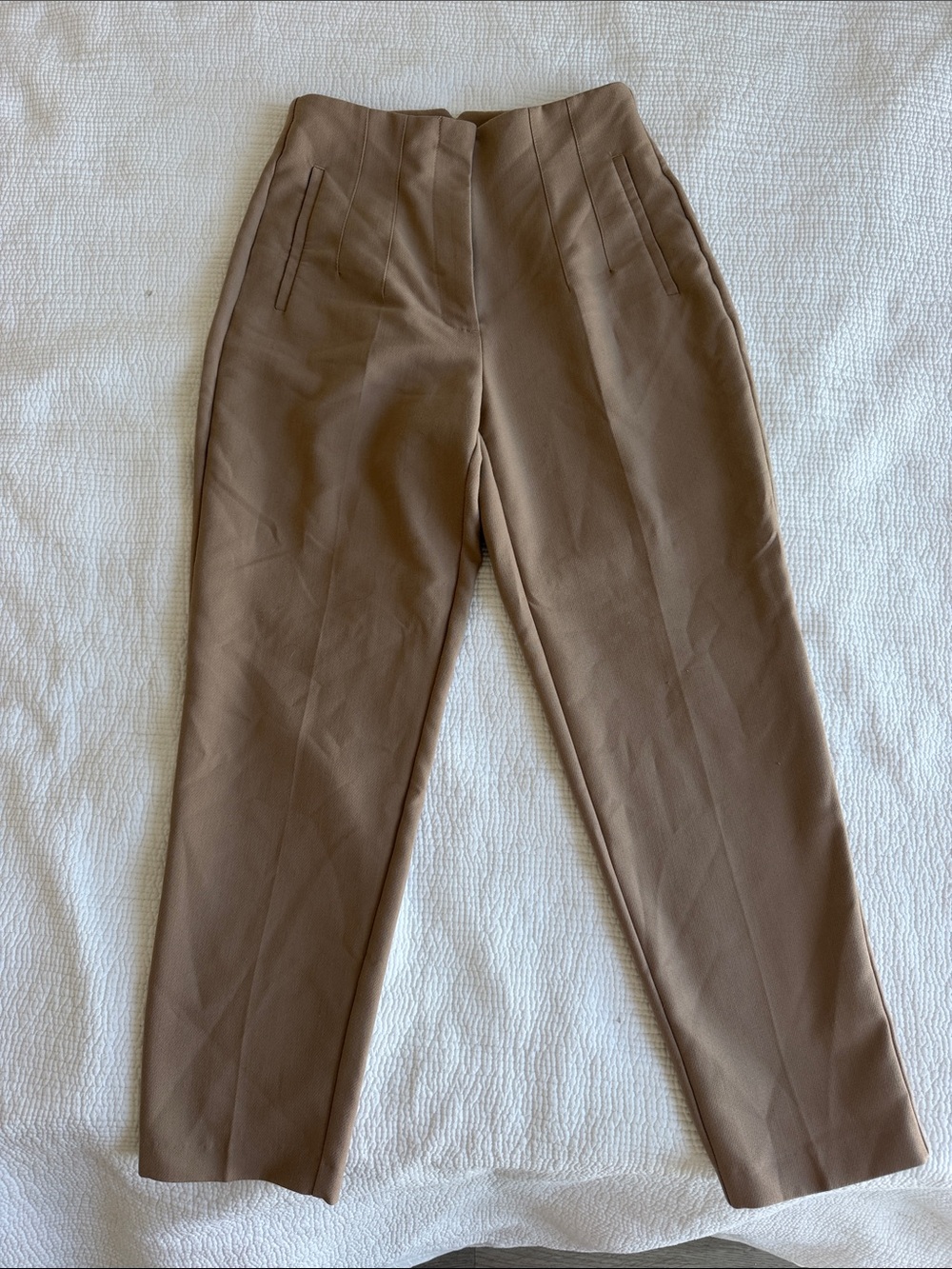 Zara High-Waist Tailored Trousers Medium in Beige / Taupe